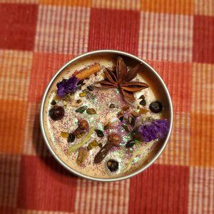 (4 oz)Fall/Samhain crystal infused Candle, Crystal Candle